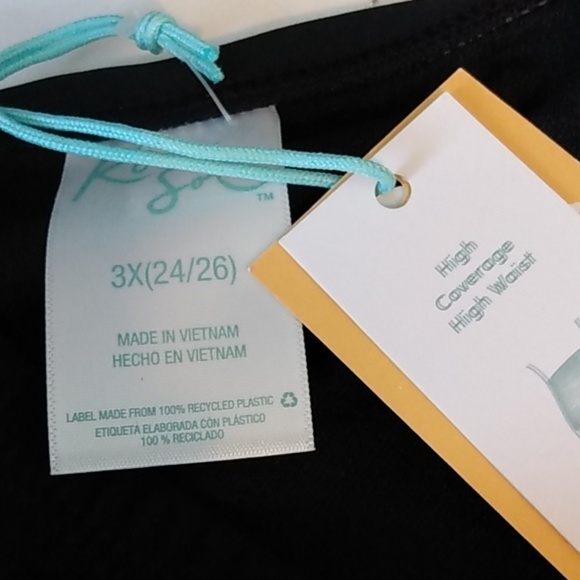 KONA SOL BLACK RUCHED HIGH-WAISTED BIKINI BOTTOMS  PLUS SIZE 3X 24-26 NWT - Picture 7 of 7